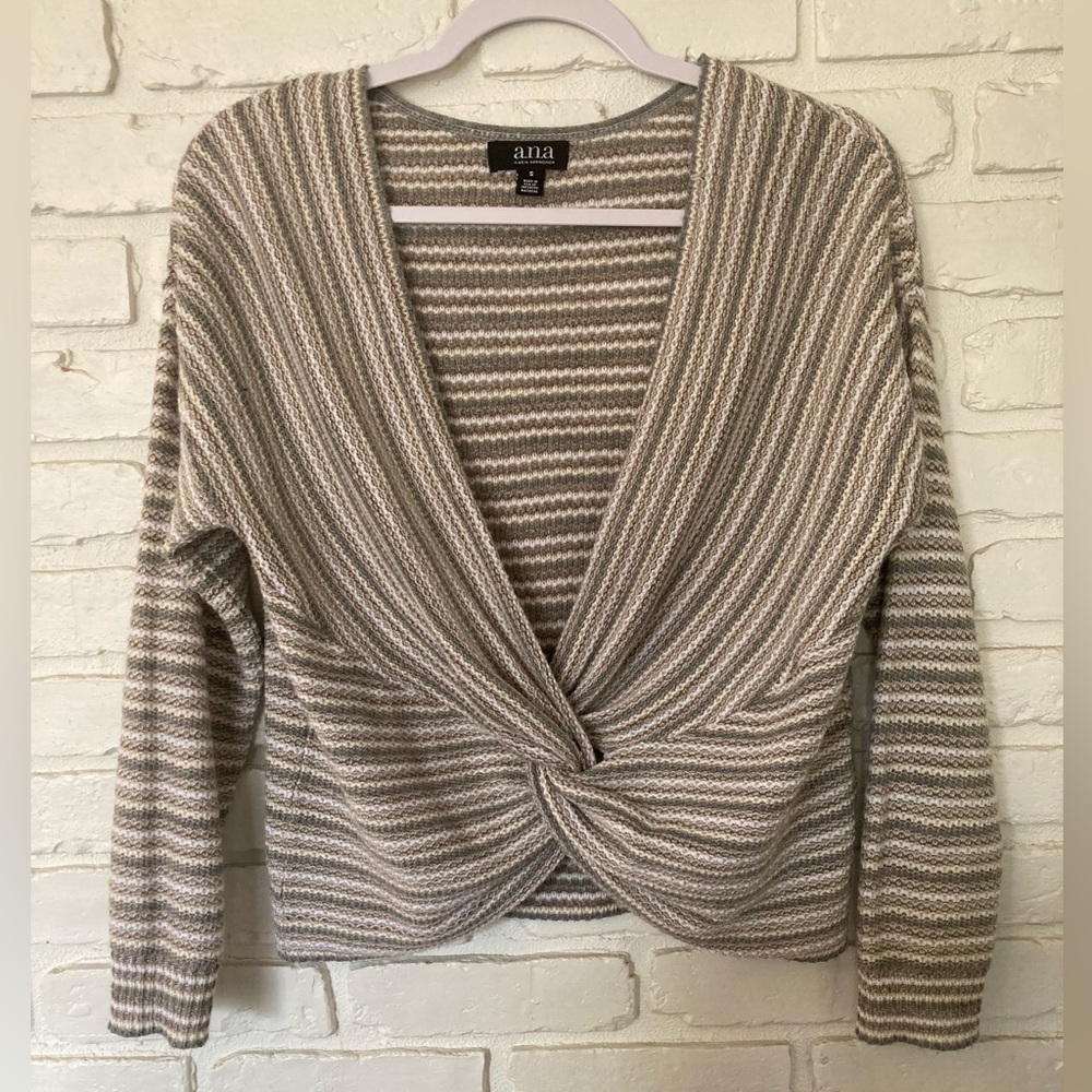 a.n.a‎ Wrap Front Striped Knit Sweater